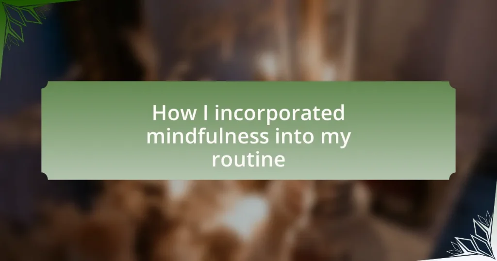 How I incorporated mindfulness into my routine
